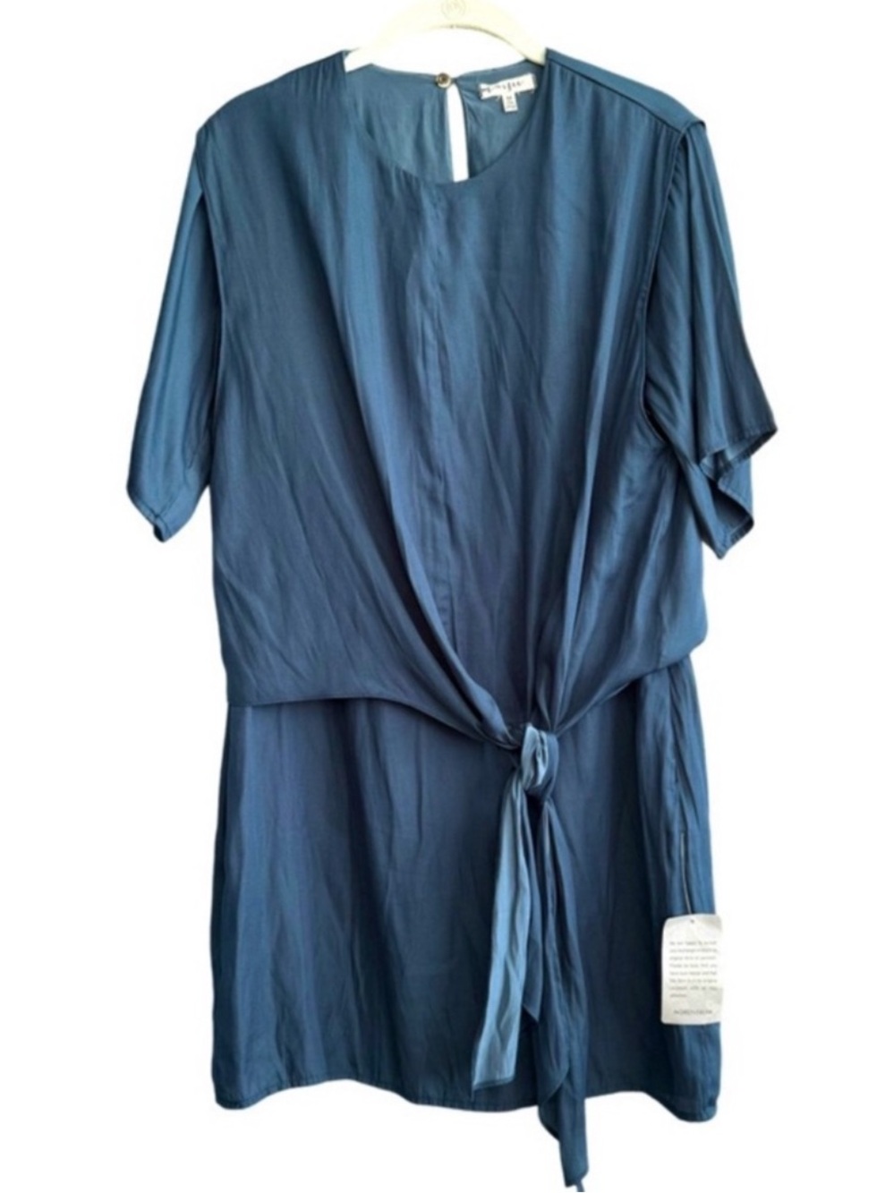NEW Maisie Short Sleeve Dress Tie Waist Dark Teal Blue Size M